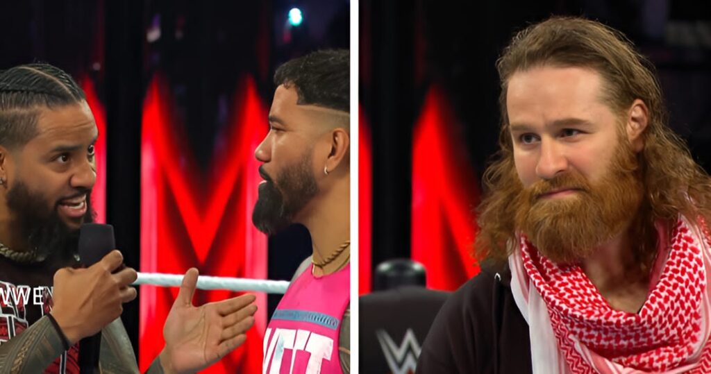 sami zayn, jey and jimmy on Raw for dicuscussing roman attack